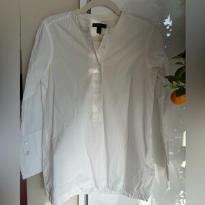 J. Crew White Grandad Collar Button-Down Shirt